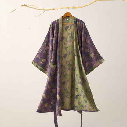 Ginkgo Biloba Cotton Gauze Kimono Robe - image 4