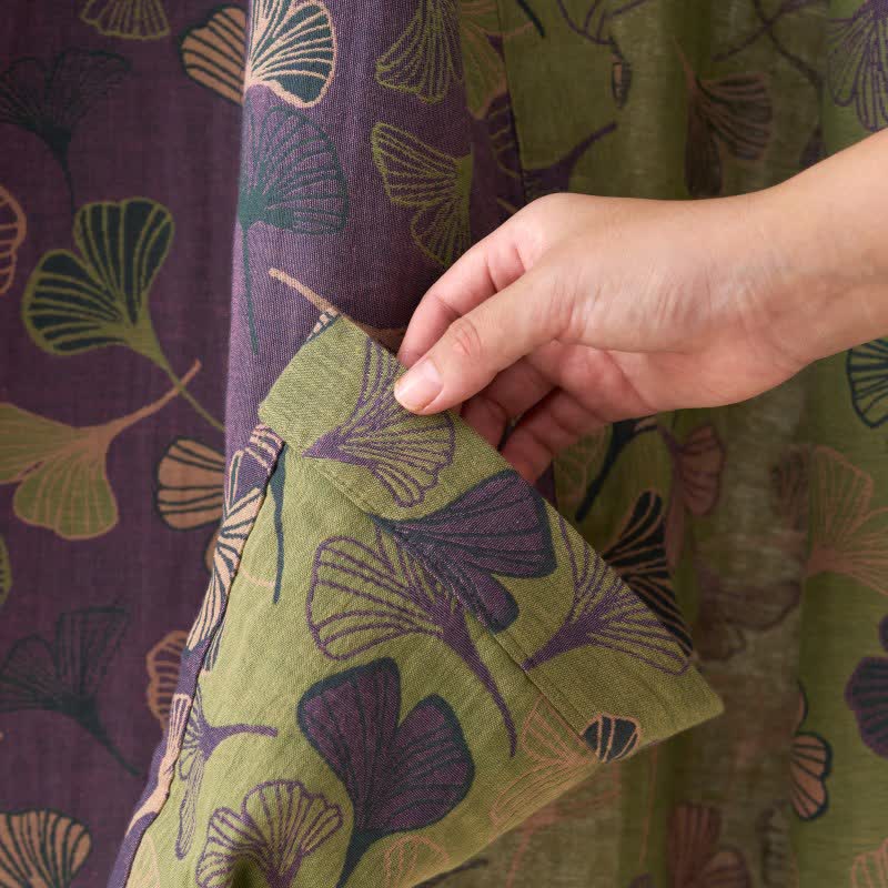Ginkgo Biloba Cotton Gauze Kimono Robe - image 9