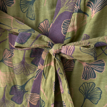 Ginkgo Biloba Cotton Gauze Kimono Robe - image 44