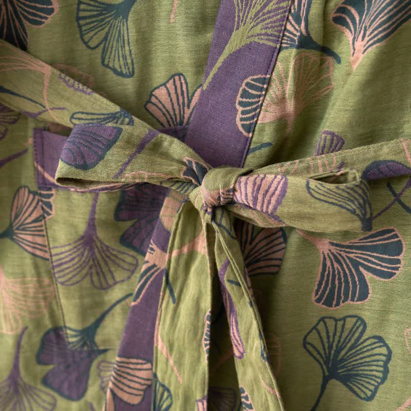 Ginkgo Biloba Cotton Gauze Kimono Robe - image 41