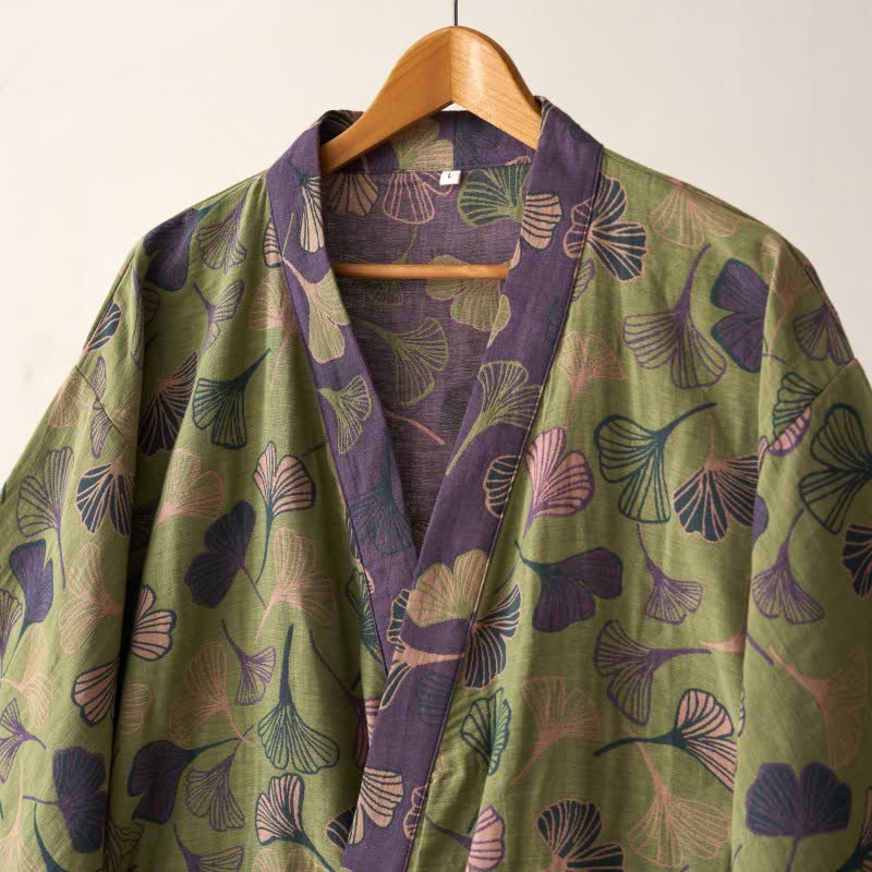 Ginkgo Biloba Cotton Gauze Kimono Robe - image 43