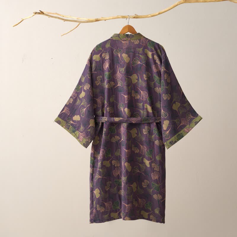 Ginkgo Biloba Cotton Gauze Kimono Robe - image 6