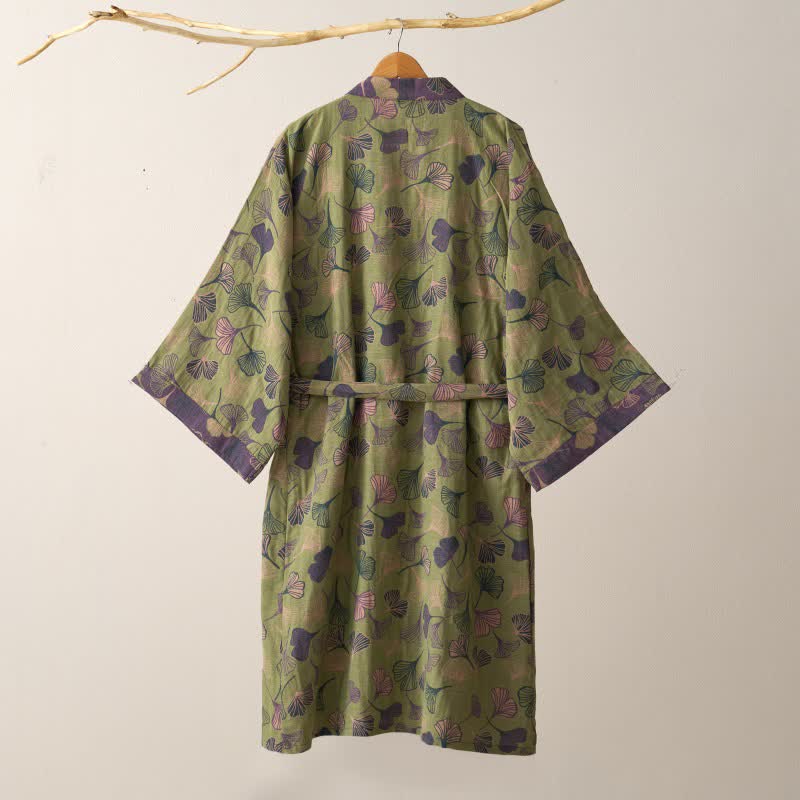 Ginkgo Biloba Cotton Gauze Kimono Robe - image 38
