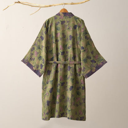 Ginkgo Biloba Cotton Gauze Kimono Robe - image 38