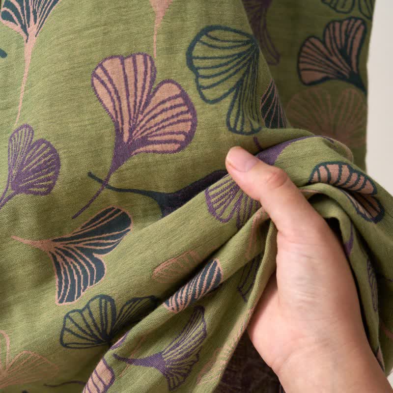 Ginkgo Biloba Cotton Gauze Kimono Robe - image 45