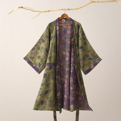 Ginkgo Biloba Cotton Gauze Kimono Robe - image 36