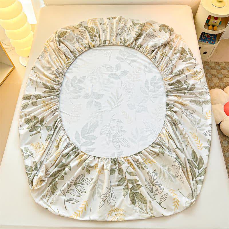 Natural Style Leaf Cotton Fitted Sheet - image 2