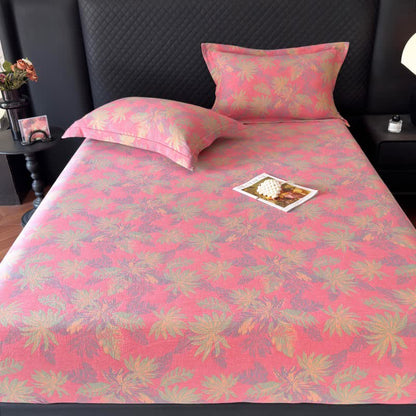 Artistic Leaf Cotton Gauze Fitted Sheet - image 5