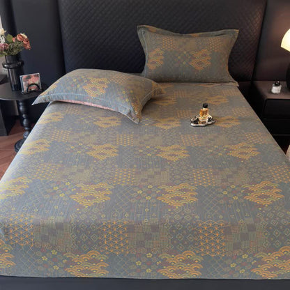 Retro Fan Pattern Cotton Fitted Sheet - image 2