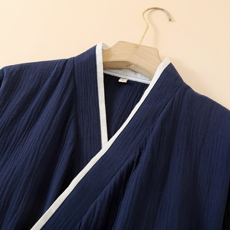 Unisex Minimalist Cotton Gauze Kimono Bathrobe - image 4