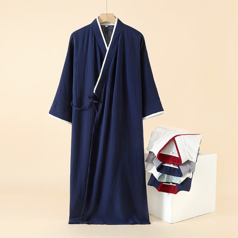 Unisex Minimalist Cotton Gauze Kimono Bathrobe - image 1