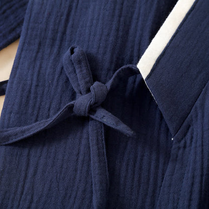 Unisex Minimalist Cotton Gauze Kimono Bathrobe - image 6