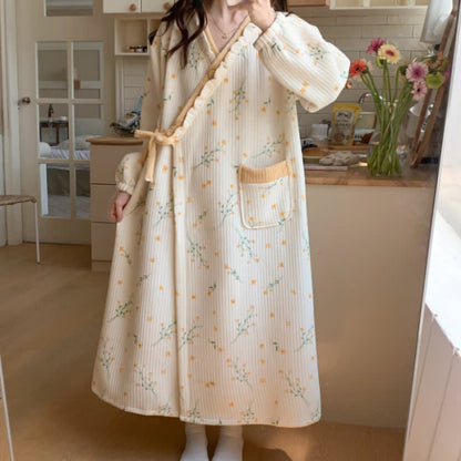 Yellow Floral Ruffled Nightdress with Pocket - XXL - image 0