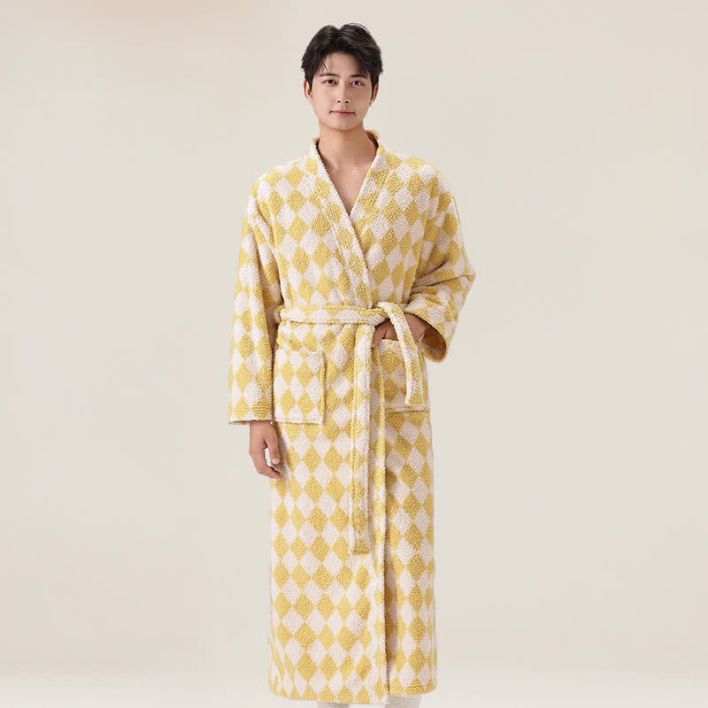 Unisex Diamond Pattern Plush Robe - image 6