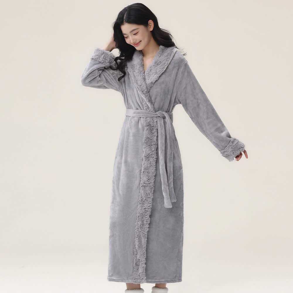 Minimalist Solid Flannel Plush Robe - image 3