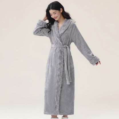 Minimalist Solid Flannel Plush Robe - image 3