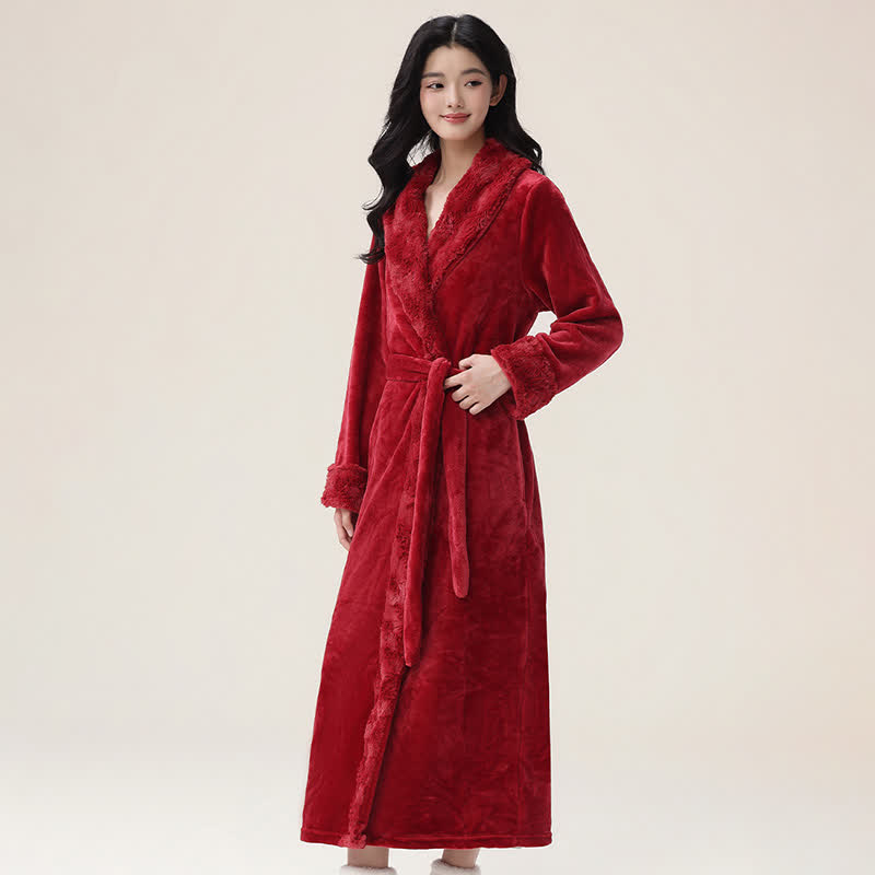 Minimalist Solid Flannel Plush Robe - image 4