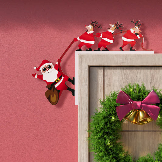 Halloween Santa & Reindeer Door Corner Decoration - Left - 4PCS - image 0