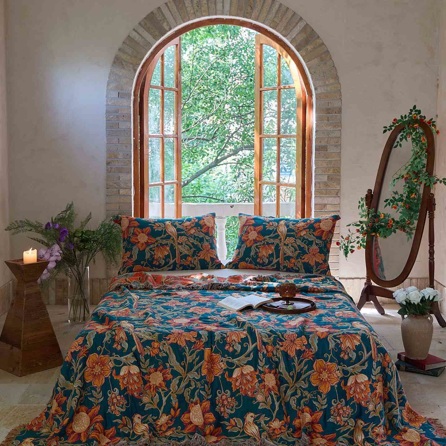 Luxurious Floral Cotton Tassel Quilt - 2PCS Pillowcases - 19" x 29" - image 0
