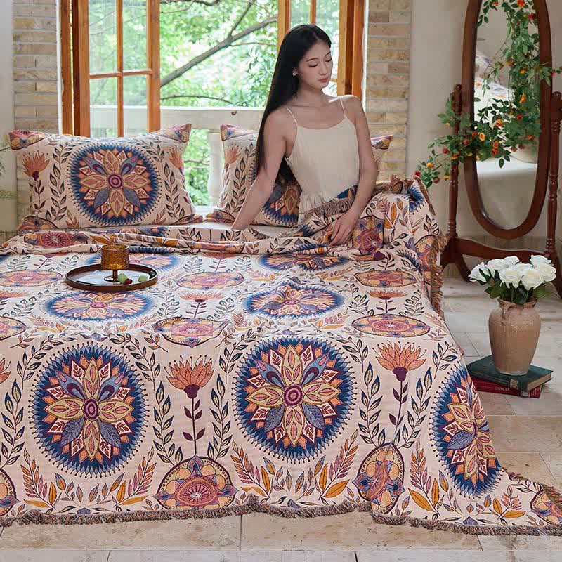 Ownkoti Floral Medallion Cotton Tassel Blanket - image 3