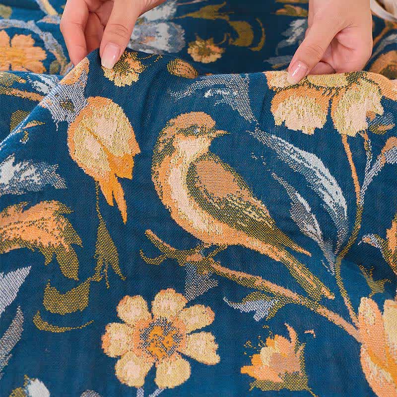 Ownkoti Vibrant Floral Bird Tassel Cotton Blanket - image 12