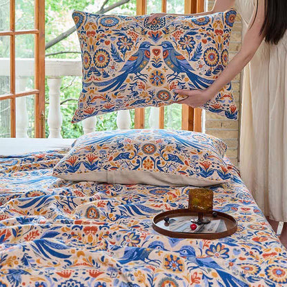 Ownkoti Vintage Bird Cotton Gauze Tassel Blanket - image 7