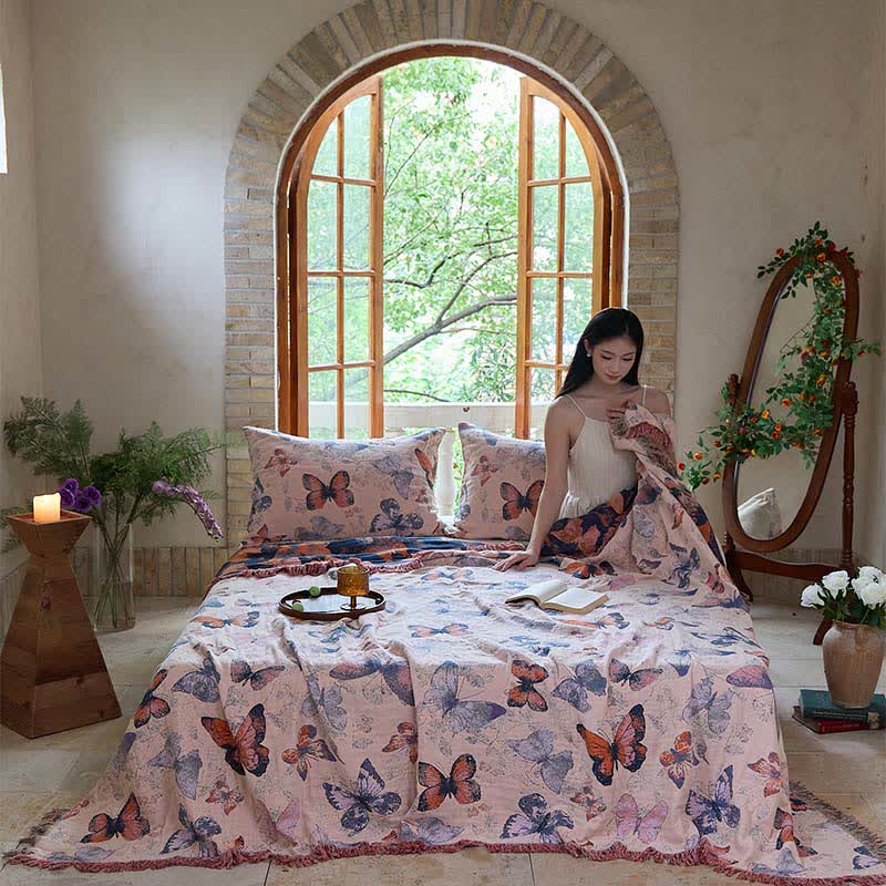 Ownkoti Elegant Butterfly Tassel Cotton Blanket - image 2