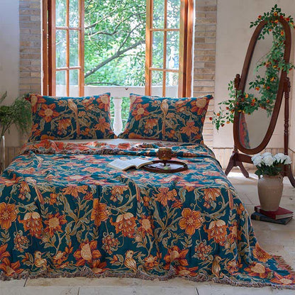 Luxurious Floral Cotton Tassel Quilt - image 2