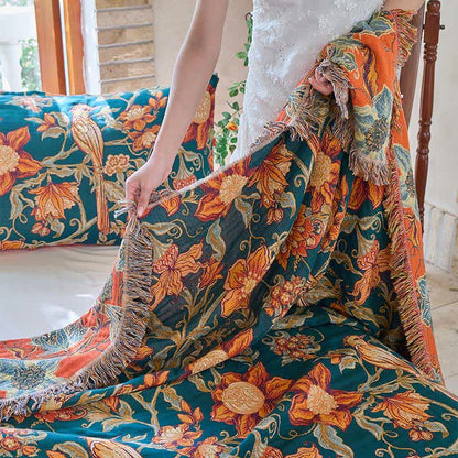 Luxurious Floral Cotton Tassel Quilt - image 9