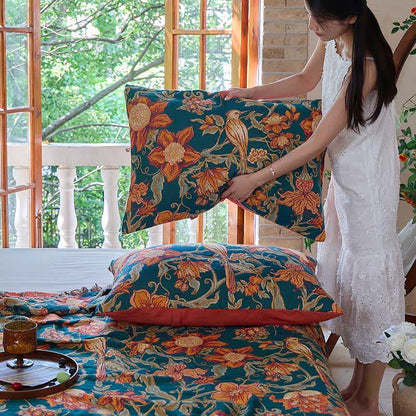 Luxurious Floral Cotton Tassel Quilt - image 8