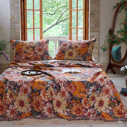 Ownkoti Blooming Sunflower Cotton Tassel Blanket - image 2