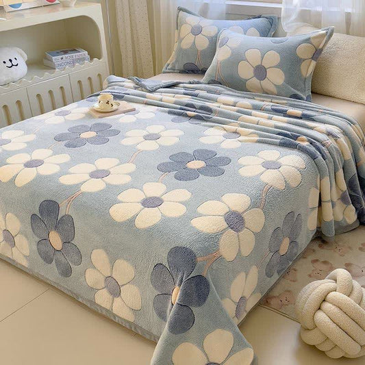 Ownkoti Rustic Floral Plush Throw Blanket - Blanket with 2PCS Pillowcases - King - image 0