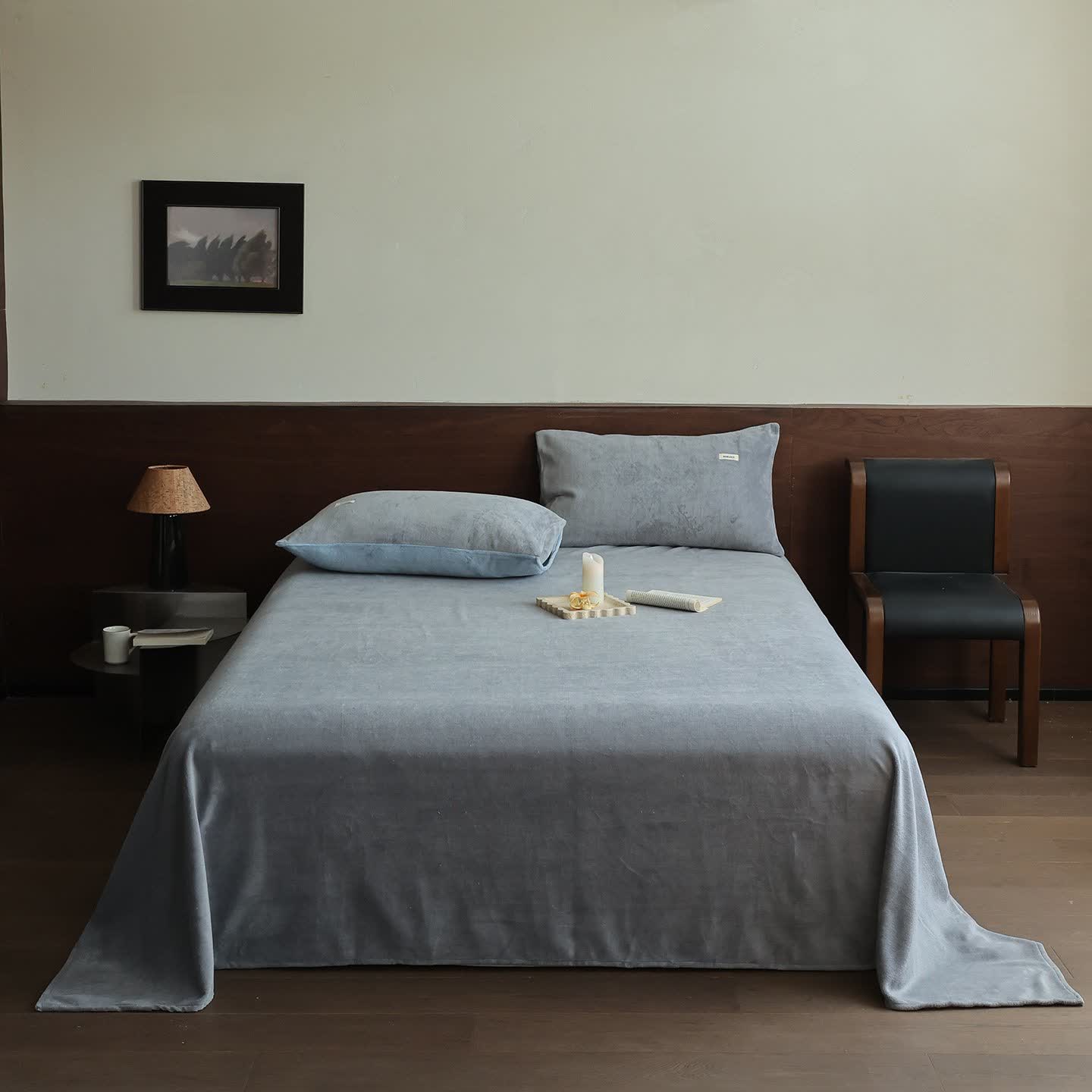 Ownkoti Solid Color Warm Fluffy Coverlet - Blue Grey - Coverlet with 2PCS Pillowcases - King - image 7