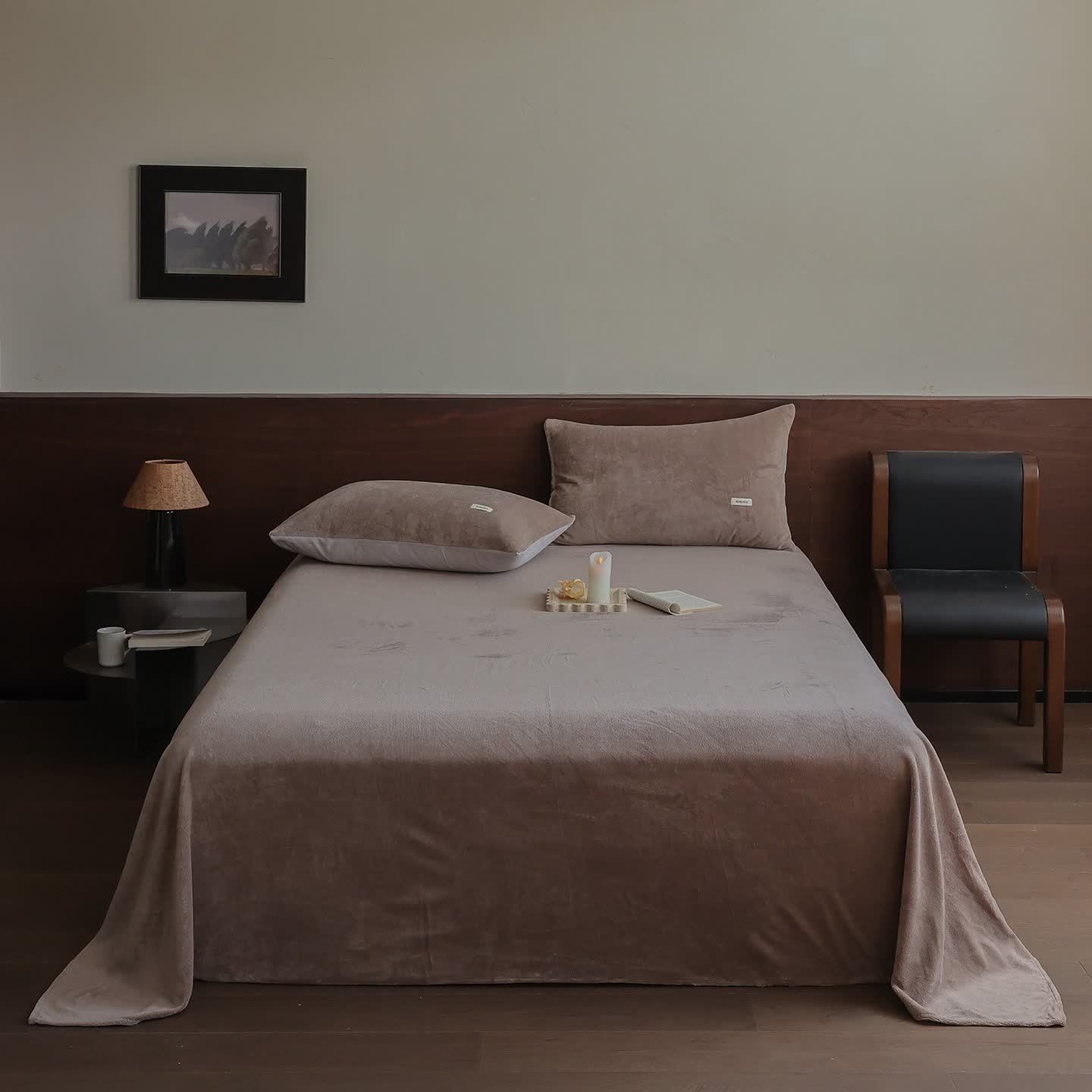 Ownkoti Solid Color Warm Fluffy Coverlet - Coffee - Coverlet with 2PCS Pillowcases - King - image 10