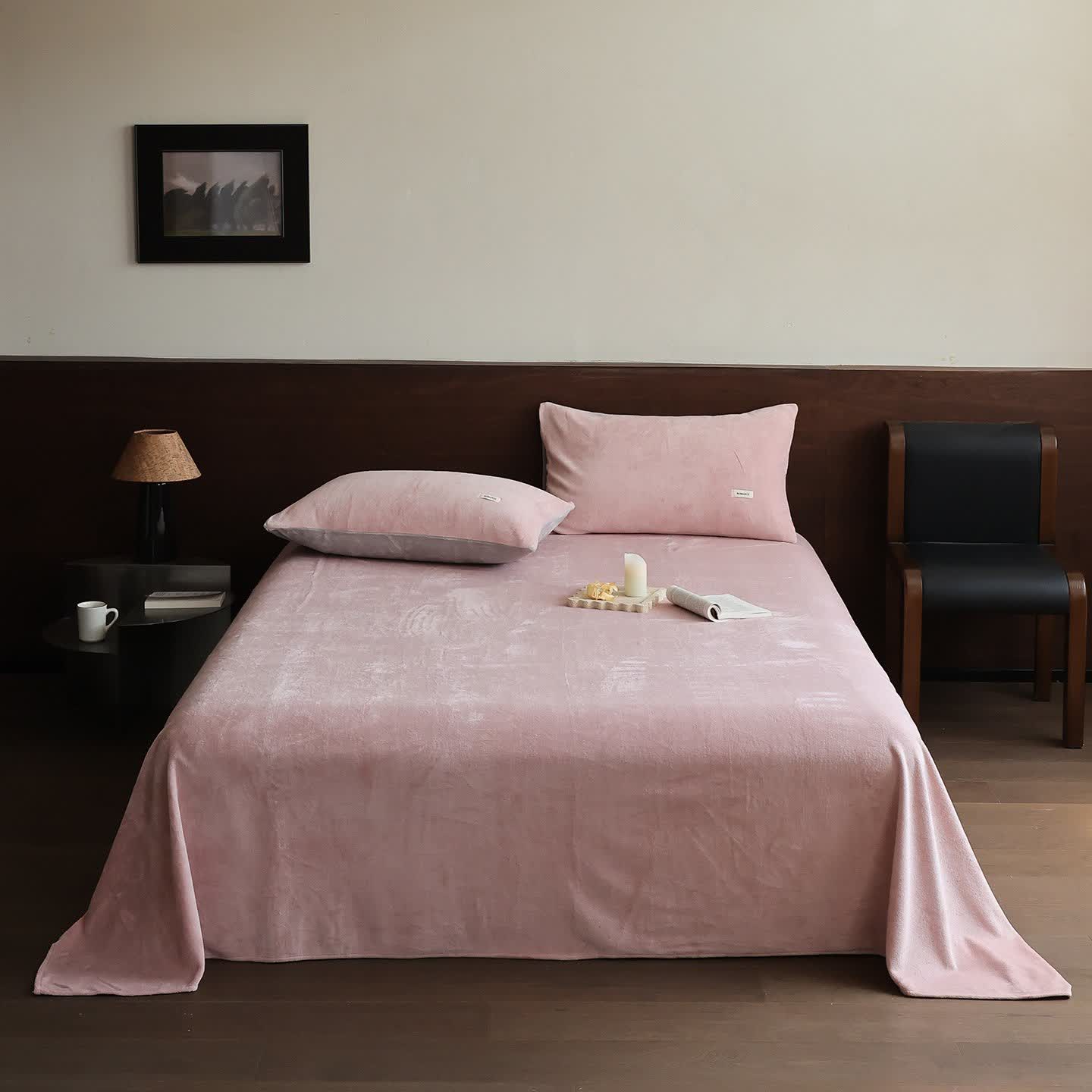 Ownkoti Solid Color Warm Fluffy Coverlet - Pink - Coverlet with 2PCS Pillowcases - King - image 16