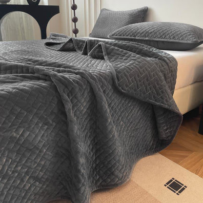 Ownkoti Solid Color Grid Quilted Coverlet - Grey - Coverlet with 2PCS Pillowcases - King - image 8