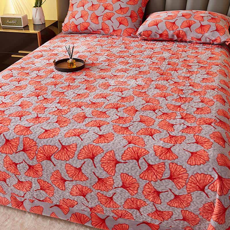 Ownkoti Ginkgo Leaf Quilted Plush Coverlet - image 5