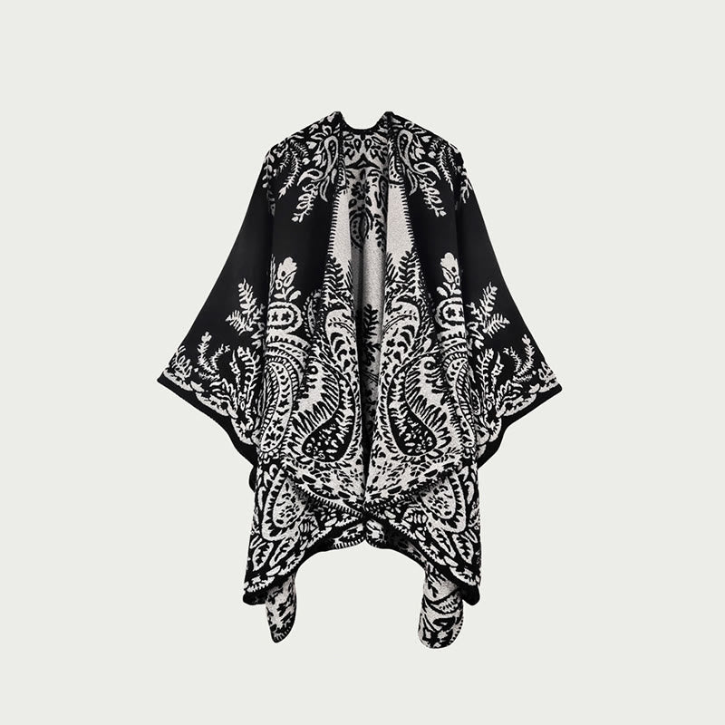 Vintage Double-Sided Shawl Cape - E - 59" x 47" - image 4