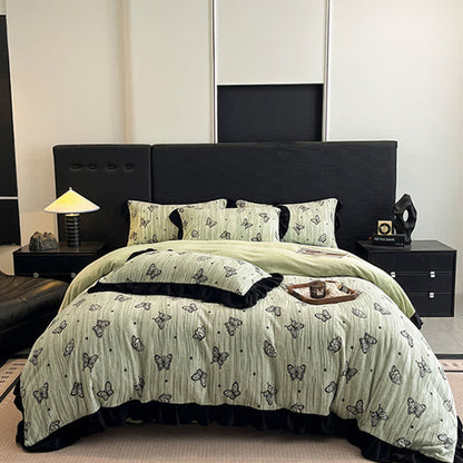 Ownkoti Butterfly Ruffled Plush Bedding Set(4PCS) - image 14