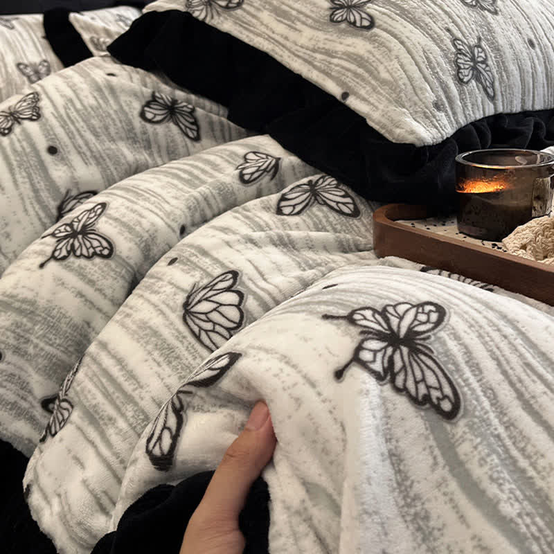 Ownkoti Butterfly Ruffled Plush Bedding Set(4PCS) - image 8