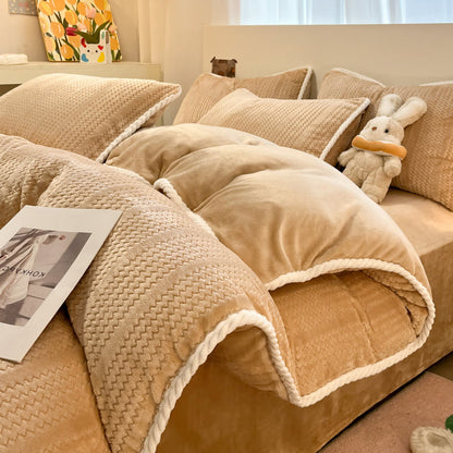 Luxury Fleece Winter Bedding Set (4PCS) - Coffee - Duvet Cover - King - image 27