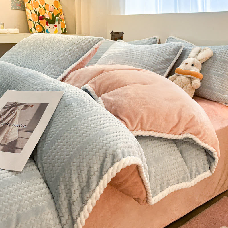 Luxury Fleece Winter Bedding Set (4PCS) - Blue&Pink - Bedding Set(4PCS) - King - image 34
