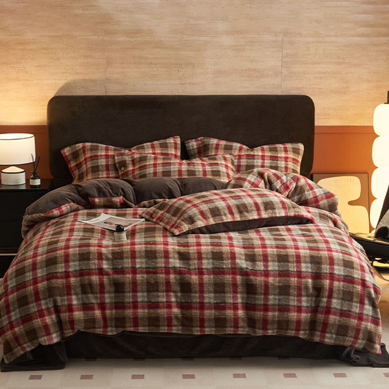 Classic Plaid Cozy Thick Bedding Set (4PCS) - Red - Bedding Set(4PCS) - King - image 26