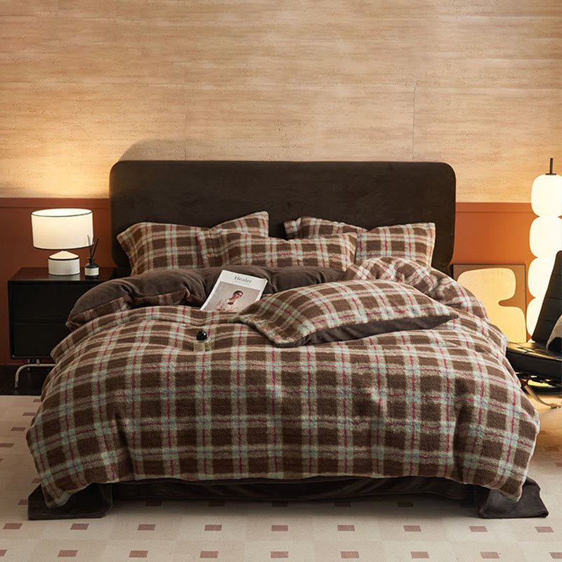 Classic Plaid Cozy Thick Bedding Set (4PCS)  - D - Bedding Set(4PCS) - King - image 22