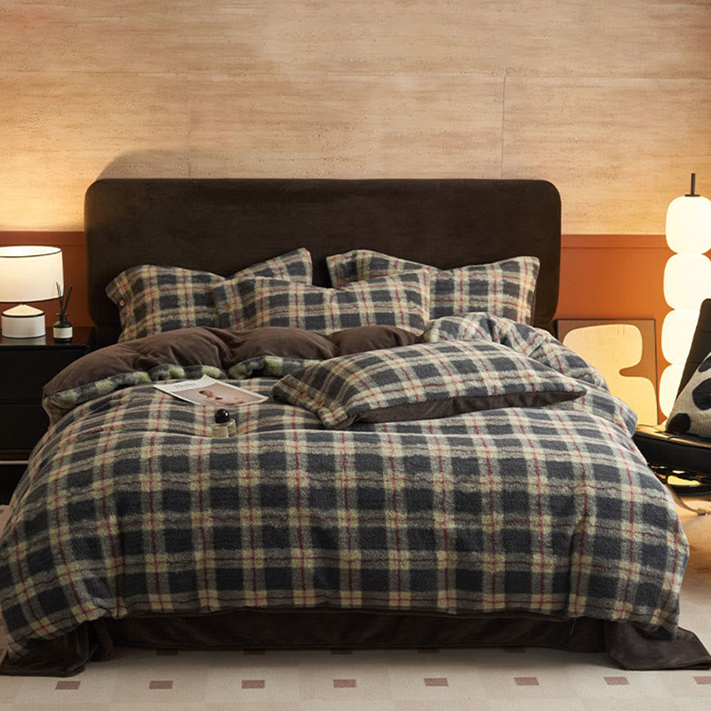 Classic Plaid Cozy Thick Bedding Set (4PCS) - Blue - Bedding Set(4PCS) - King - image 0
