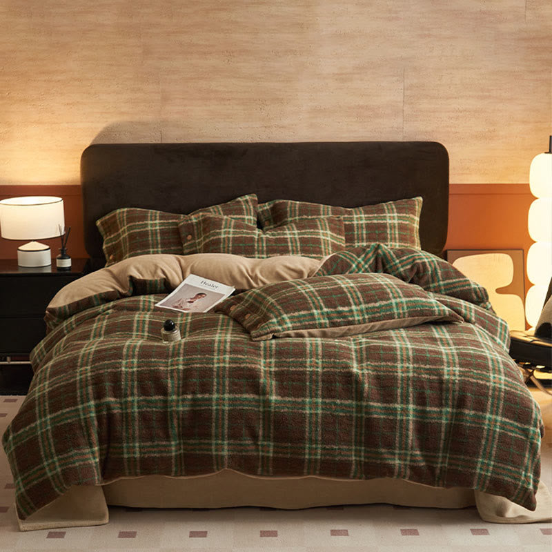 Classic Plaid Cozy Thick Bedding Set (4PCS) - Green - Bedding Set(4PCS) - King - image 12