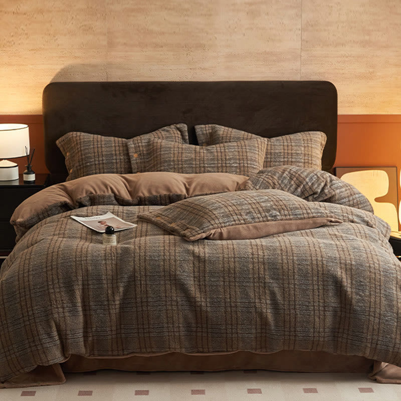 Classic Plaid Cozy Thick Bedding Set (4PCS) - Brown - Bedding Set(4PCS) - King - image 17