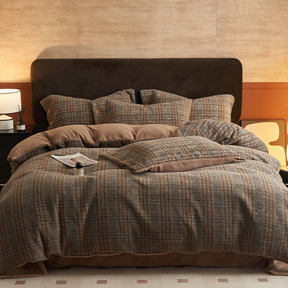 Classic Plaid Cozy Thick Bedding Set (4PCS) - Brown - Bedding Set(4PCS) - King - image 17