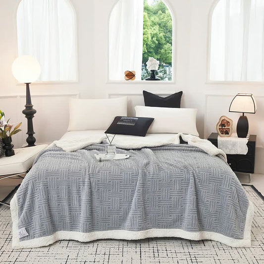 Plaid Jacquard Plush Throw Blanket - image 0