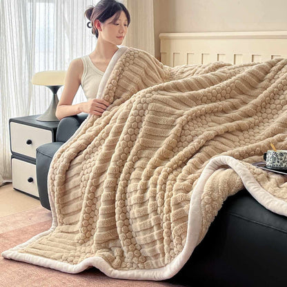 Ownkoti Geometric textured Plush Throw Blanket - Khaki - Queen - image 15